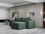 Colțar extensibil dumonde cu ladă de depozitare si sezut confortabil din spuma HR, Dream Euphoria Verde 290x185 cm II Fabrica