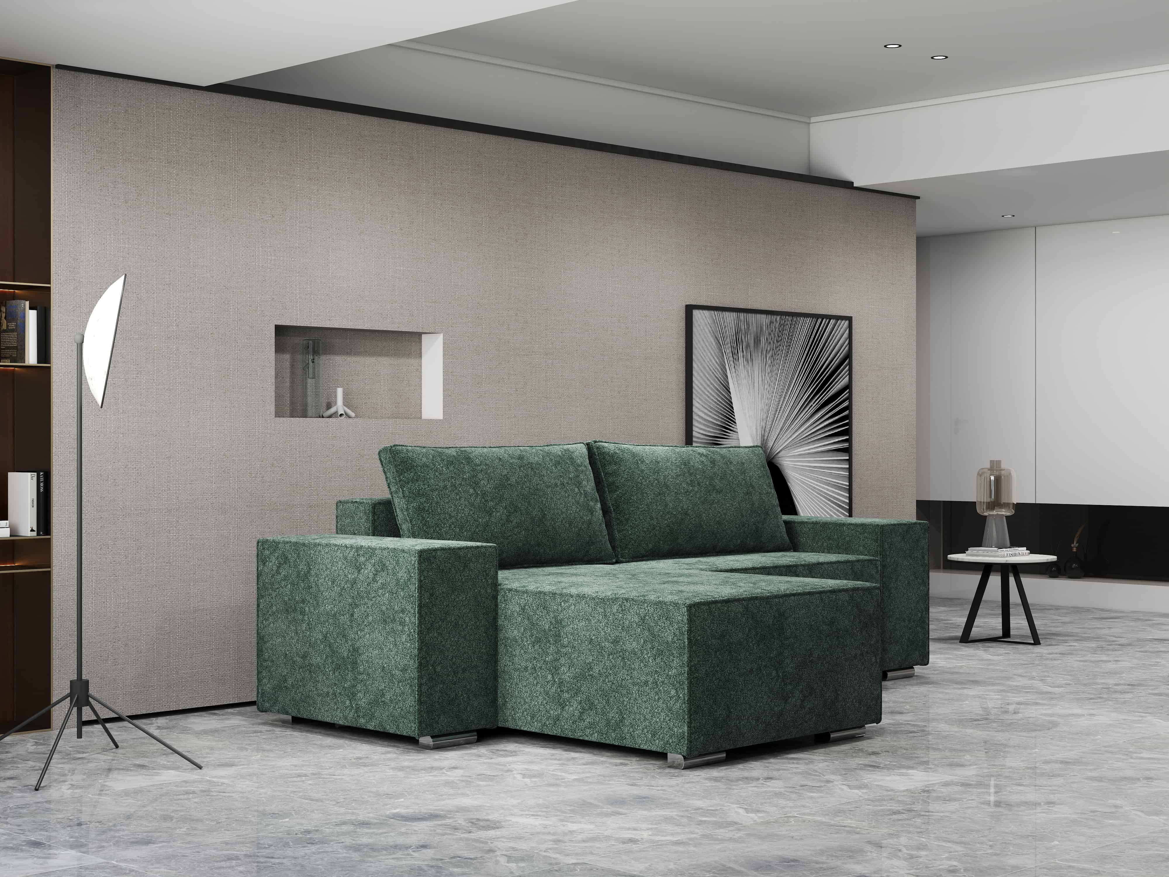 Colțar extensibil dumonde cu ladă de depozitare si sezut confortabil din spuma HR, Dream Euphoria Verde 290x185 cm Fabrica