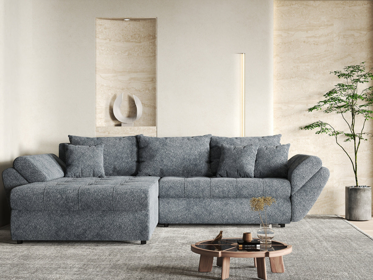 Colțar extensibil dumonde cu ladă de depozitare si sezut confortabil din spuma HR, Loana Euphoria Graphit 275x185 cm Fabrica