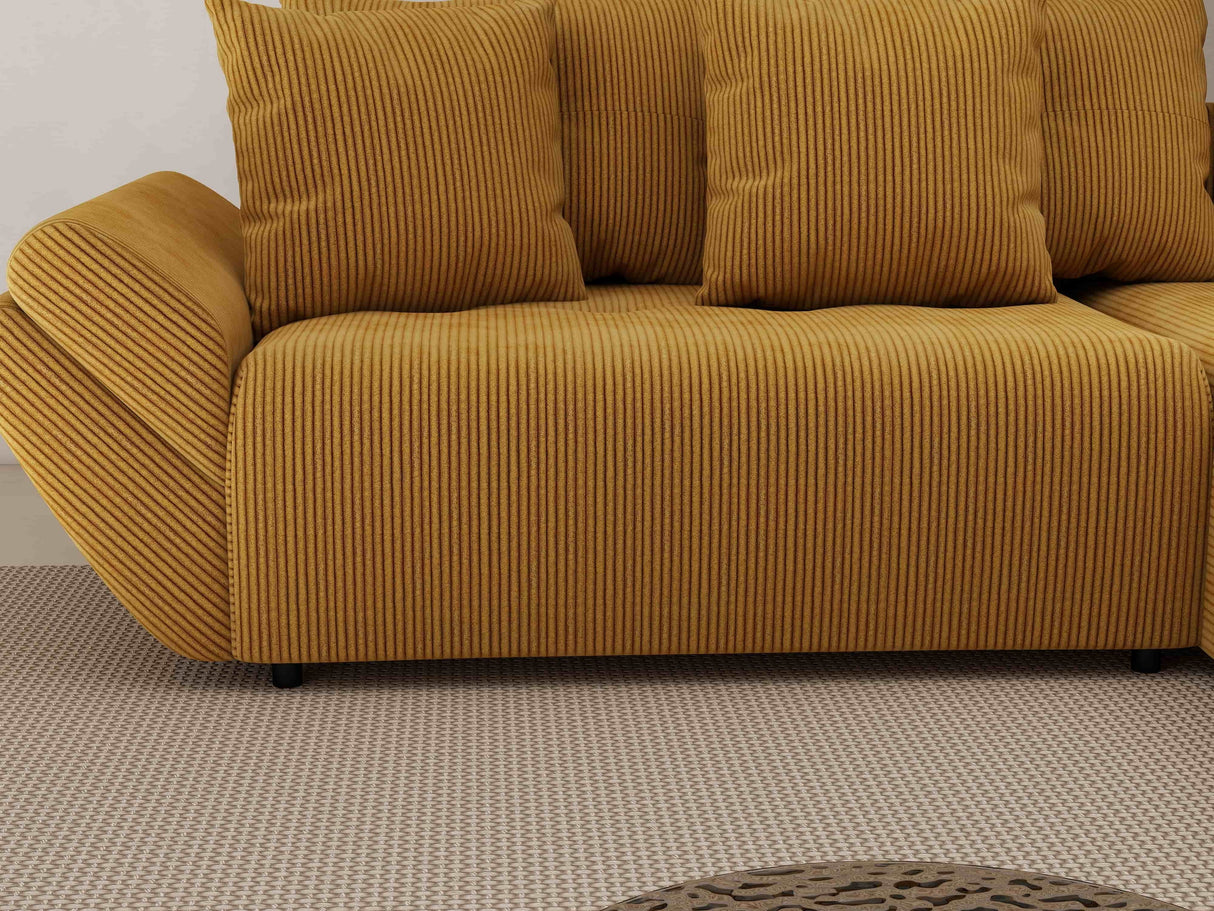Colțar extensibil dumonde cu ladă de depozitare si sezut confortabil din spuma HR, Berlin Zoom Mustar 280x185 cm II Fabrica