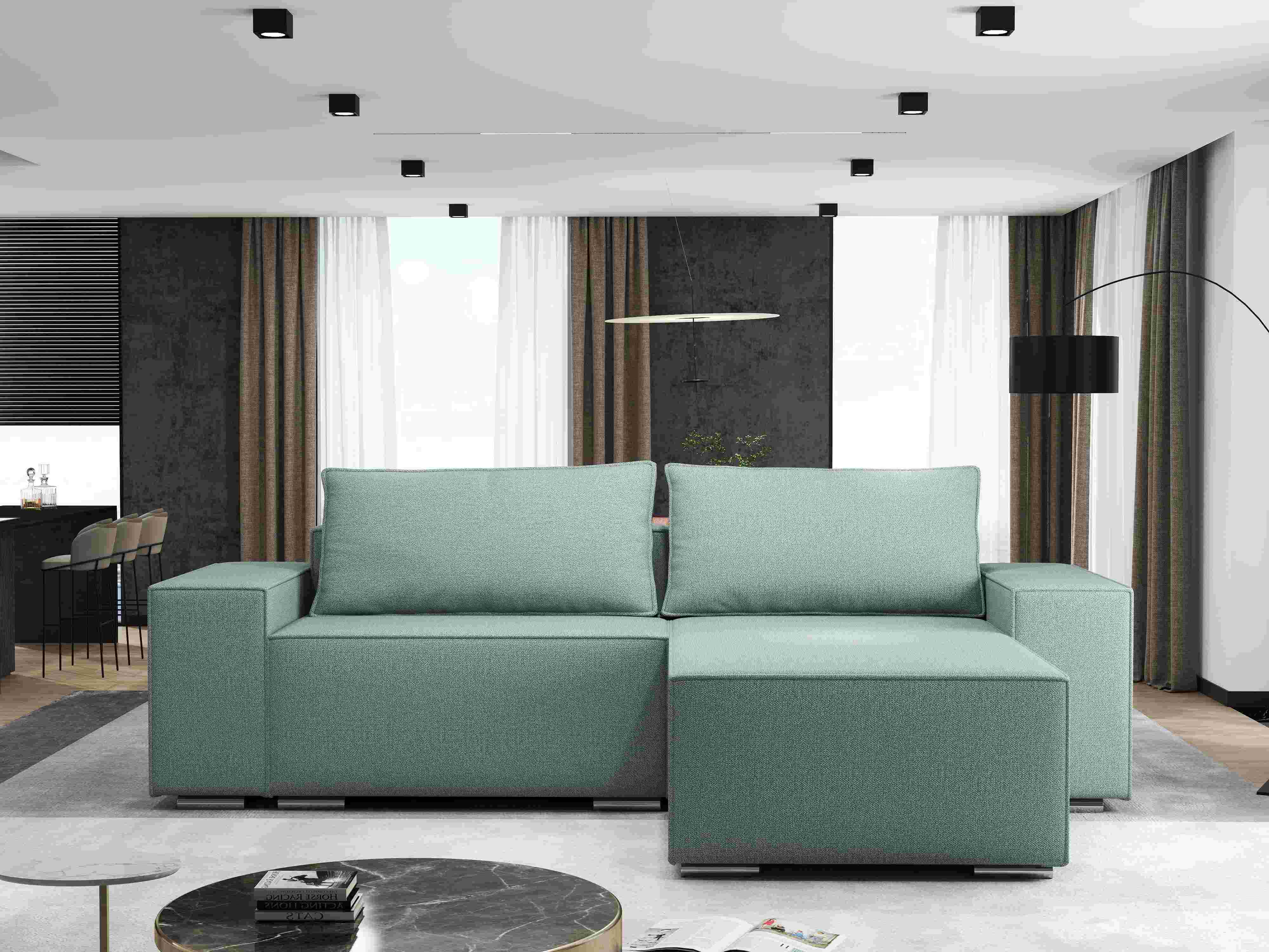 Colțar extensibil dumonde cu ladă de depozitare si sezut confortabil din spuma HR, Dream Enjoy Mint 290x185 cm II Fabrica