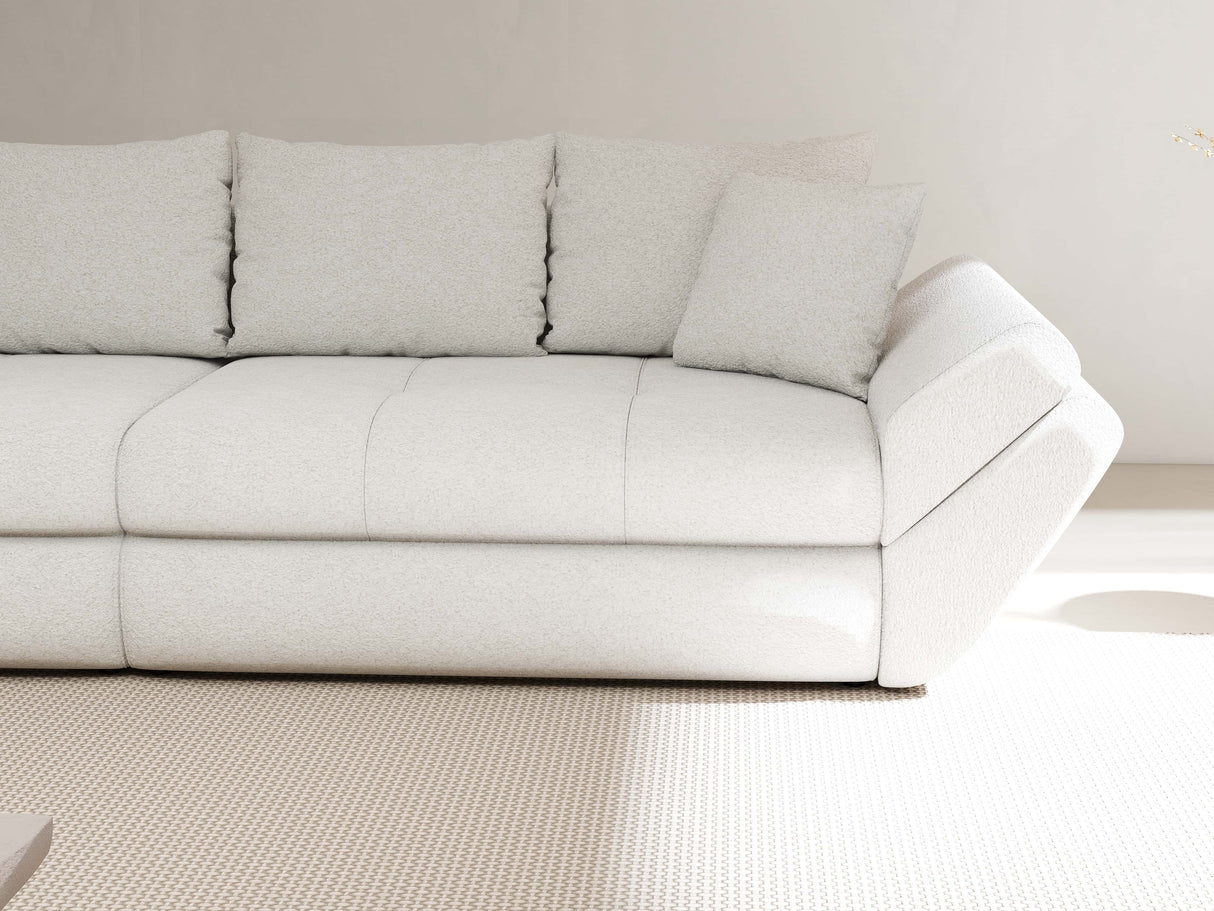 Canapea extensibilă dumonde cu ladă de depozitare si sezut confortabil din spuma HR, Loana Euphoria Alb 300x100 cm Fabrica