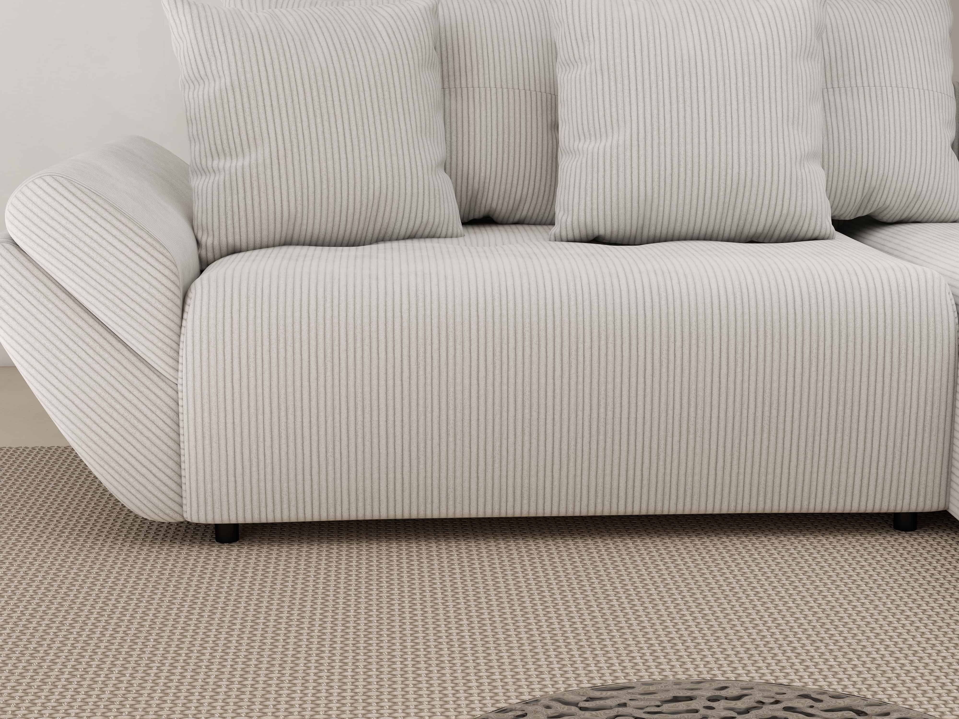 Colțar extensibil dumonde cu ladă de depozitare si sezut confortabil din spuma HR, Berlin Zoom Pearl 280x185 cm II Fabrica