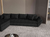 Colțar extensibil dumonde cu ladă de depozitare si sezut confortabil din spuma HR, Loana XL Enjoy Negru 335x185 cm Fabrica