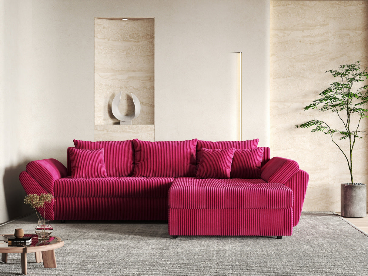 Colțar extensibil dumonde cu ladă de depozitare si sezut confortabil din spuma HR, Loana Bordeaux Zoom II 270x185 cm Fabrica