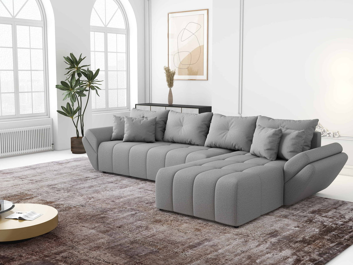 Colțar extensibil dumonde cu ladă de depozitare si sezut confortabil din spuma HR, Berlin XL Enjoy Lux Grey 350x185 cm II Fabrica