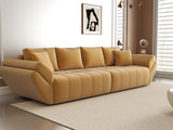 Canapea extensibilă dumonde cu ladă de depozitare si sezut confortabil din spuma HR, Berlin Royal Mustar 300x100 cm Fabrica