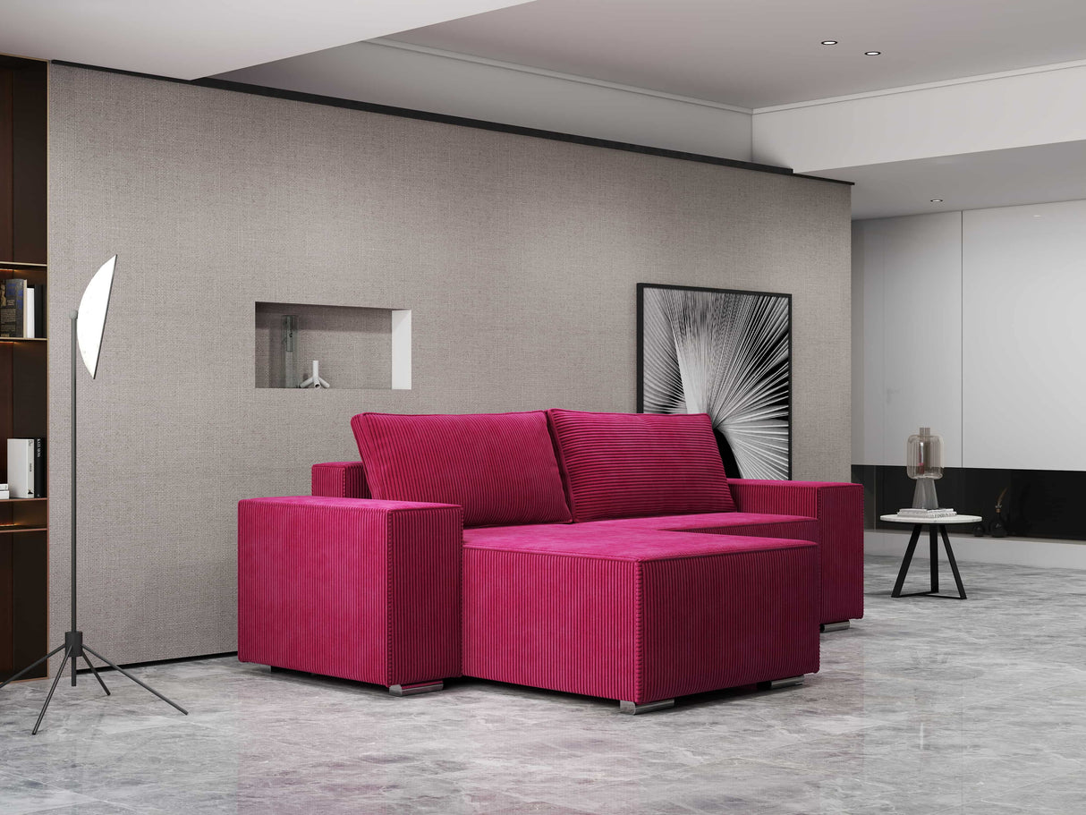 Colțar extensibil dumonde cu ladă de depozitare si sezut confortabil din spuma HR, Dream Zoom Rosu 290x185 cm Fabrica