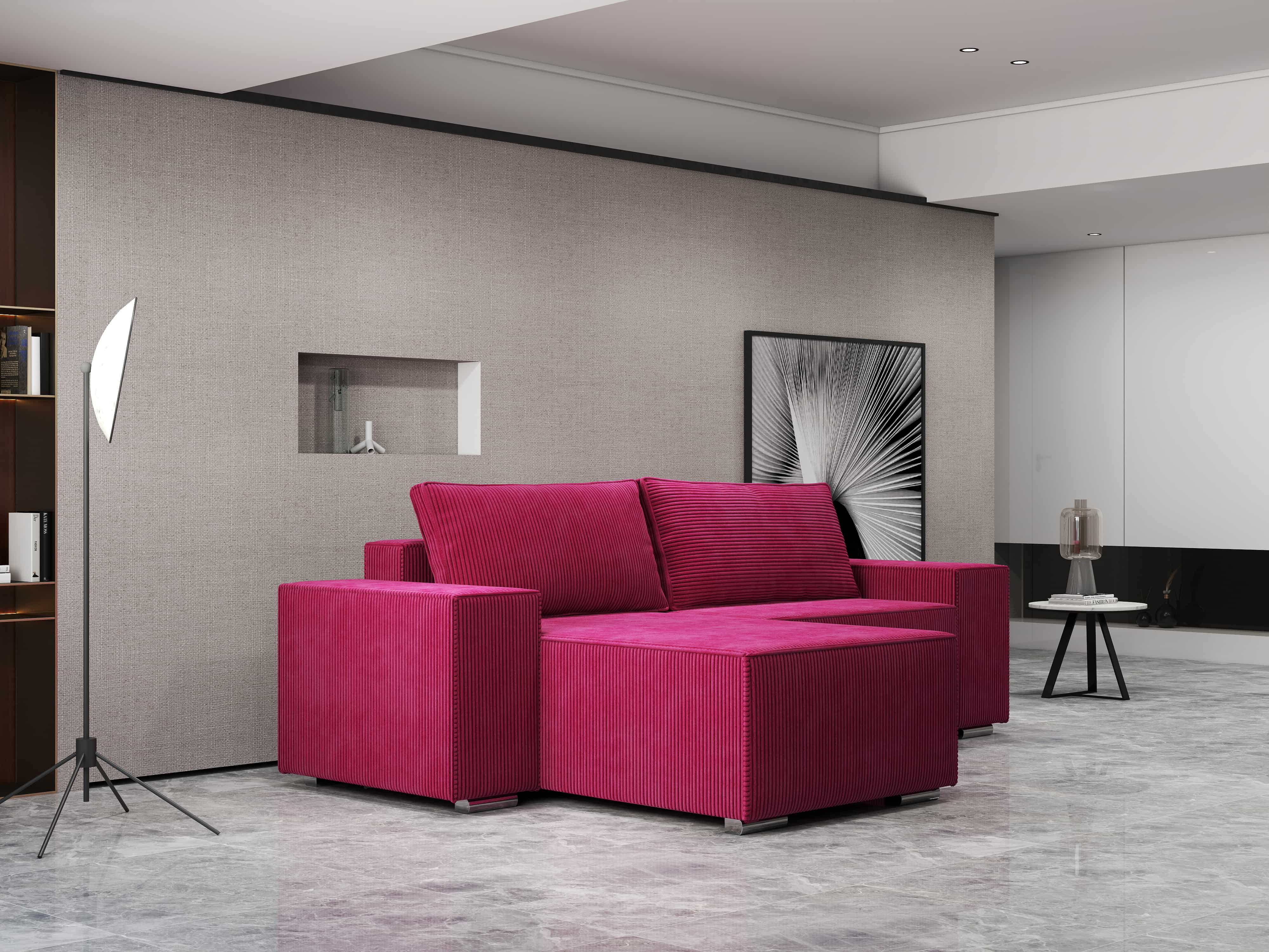 Colțar extensibil dumonde cu ladă de depozitare si sezut confortabil din spuma HR, Dream Zoom Rosu 290x185 cm Fabrica