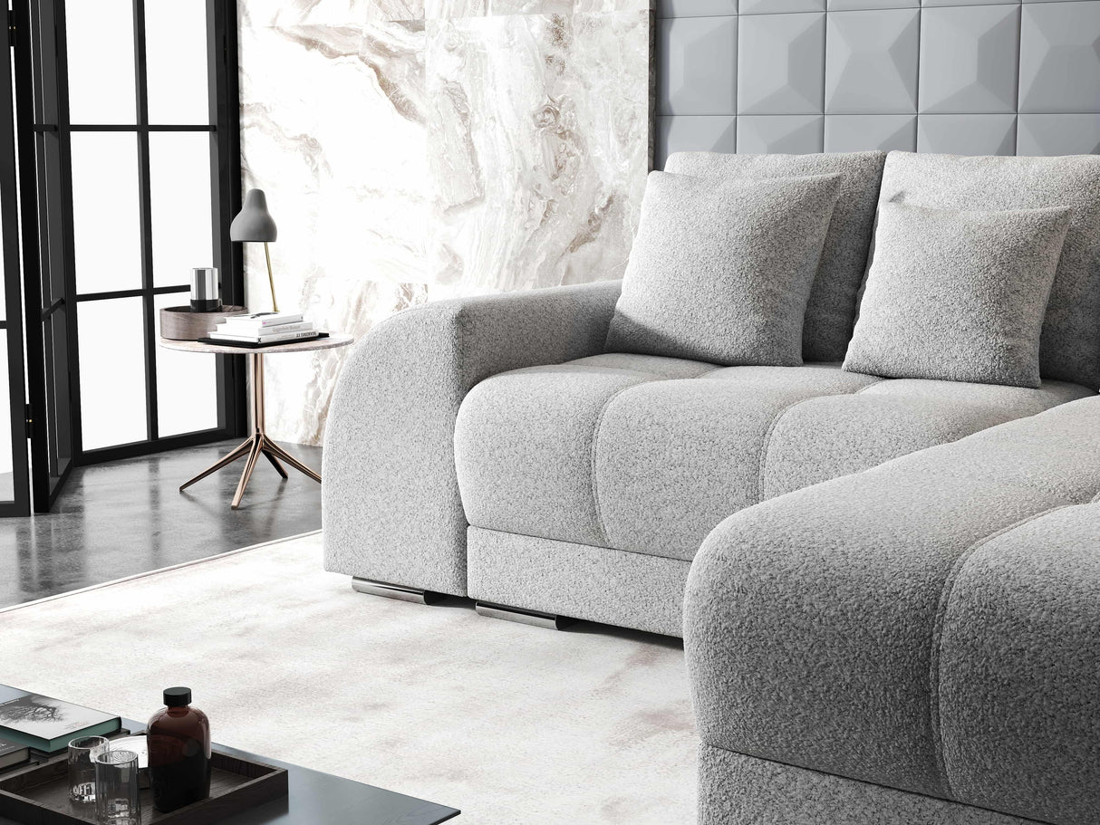 Colțar extensibil dumonde cu ladă de depozitare si sezut confortabil din spuma HR, Verona Euphoria Gri II 290x185 cm Fabrica