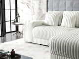 Colțar extensibil dumonde cu ladă de depozitare si sezut confortabil din spuma HR, Verona Ambience Alb II 290x185 cm Fabrica