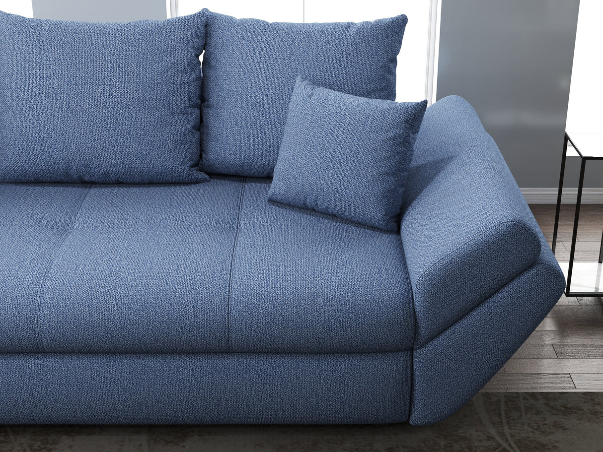 Canapea extensibilă dumonde cu ladă de depozitare si sezut confortabil din spuma HR, Loana Blue 250x100 cm Fabrica