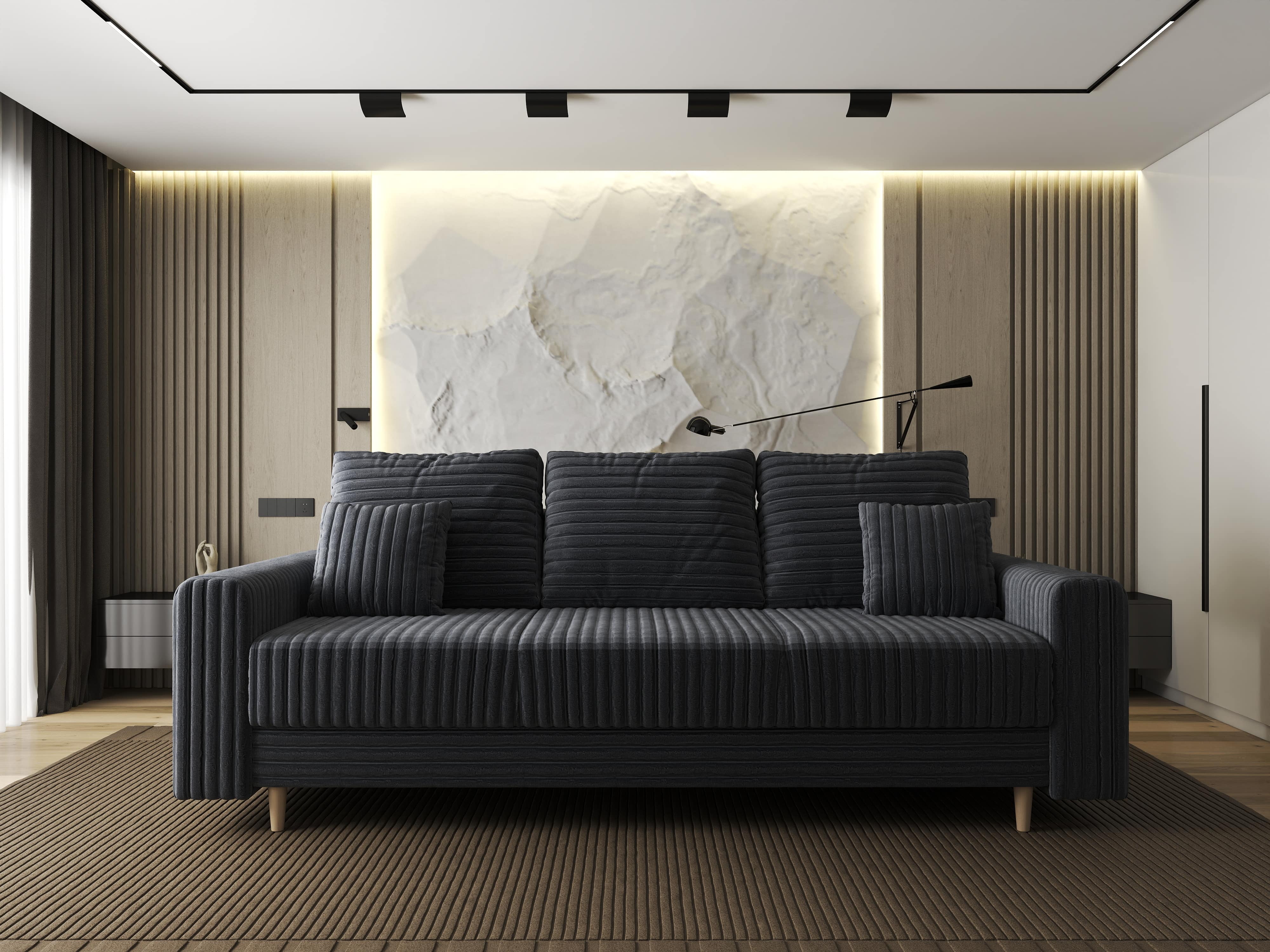 Canapea extensibilă dumonde cu ladă de depozitare si sezut confortabil din spuma HR, Kronos Ambience Gri 210x100 cm fabrica