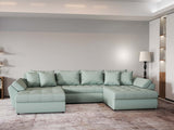 Colțar extensibil dumonde cu ladă de depozitare si sezut confortabil din spuma HR, Loana Enjoy Verde Mint U 355x185 cm Fabrica
