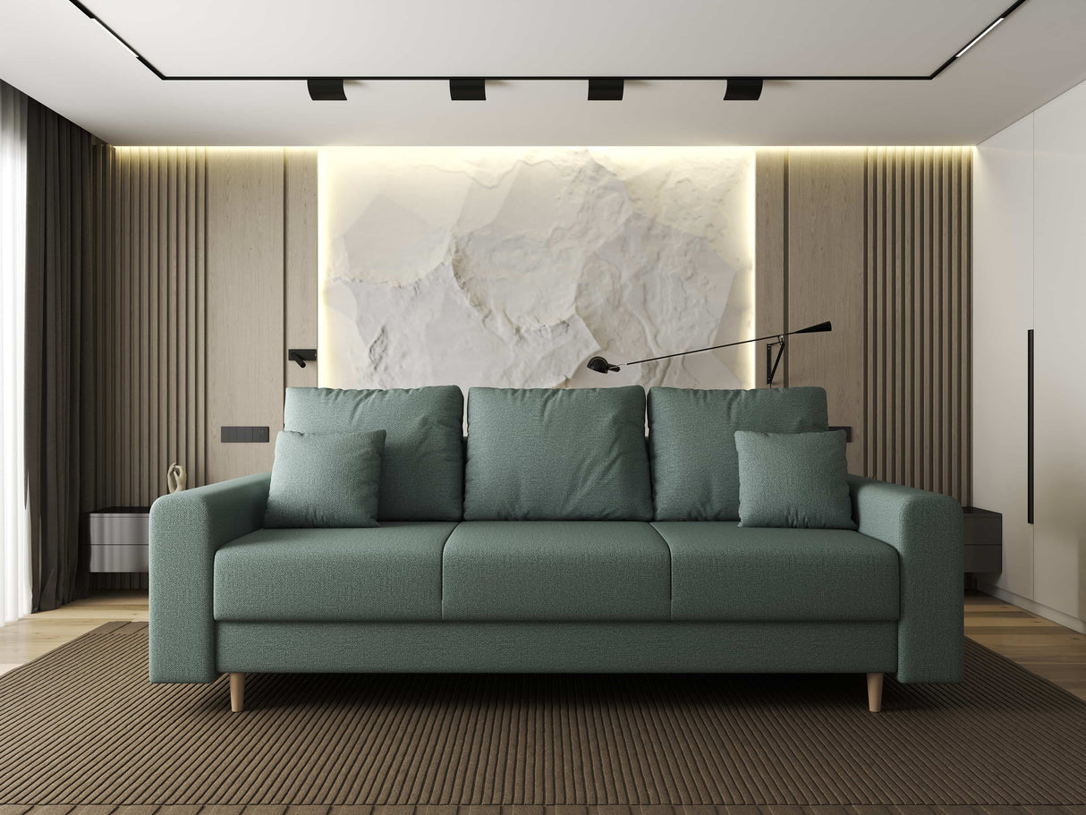 Canapea extensibilă dumonde cu ladă de depozitare si sezut confortabil din spuma HR, Kronos Enjoy Verde Mint 210x100 cm fabrica