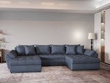Colțar extensibil dumonde cu ladă de depozitare si sezut confortabil din spuma HR, Loana Grey U 355x185 cm Fabrica