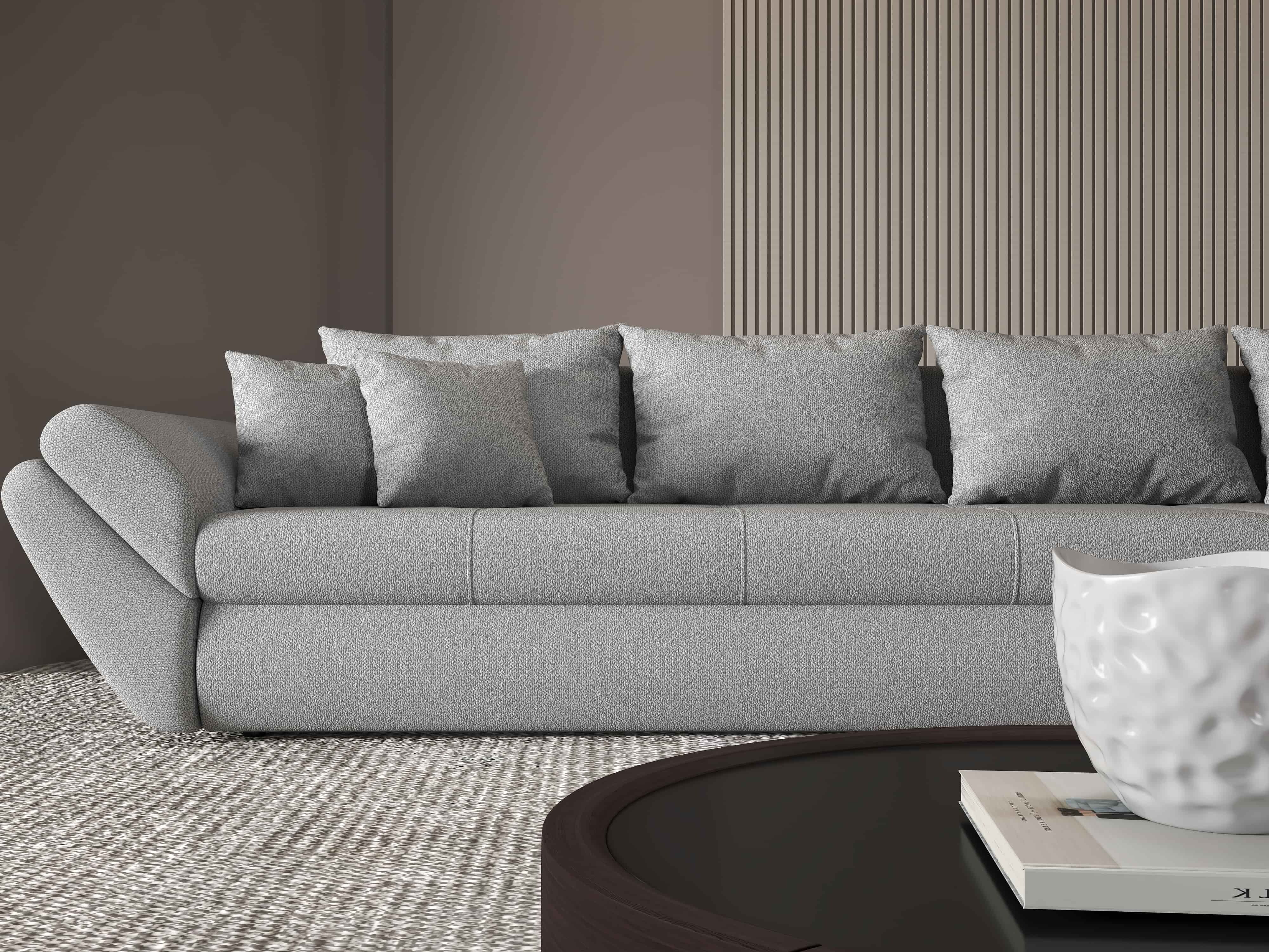 Colțar extensibil dumonde cu ladă de depozitare si sezut confortabil din spuma HR, Loana XL Enjoy Gri II 335x185 cm Fabrica