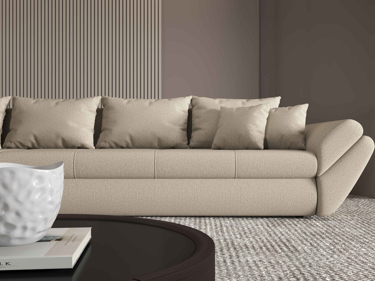 Colțar extensibil dumonde cu ladă de depozitare si sezut confortabil din spuma HR, Loana XL Enjoy Bej 335x185 cm Fabrica