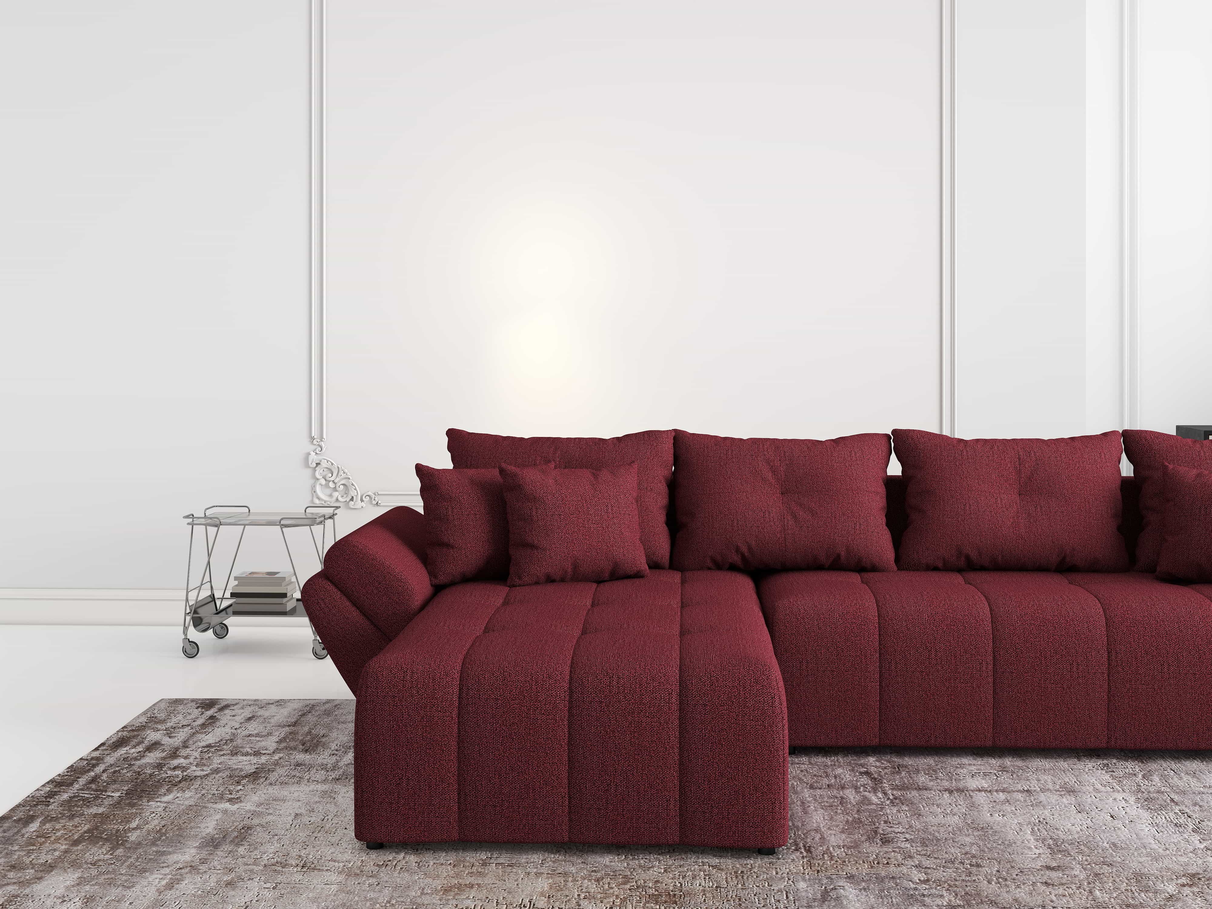Colțar extensibil dumonde cu ladă de depozitare si sezut confortabil din spuma HR, Berlin XL Enjoy Lux Red 350x185 cm Fabrica