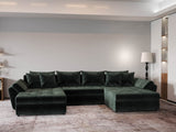 Colțar extensibil dumonde cu ladă de depozitare si sezut confortabil din spuma HR, Loana U Verde Euphoria 355x185 cm Fabrica