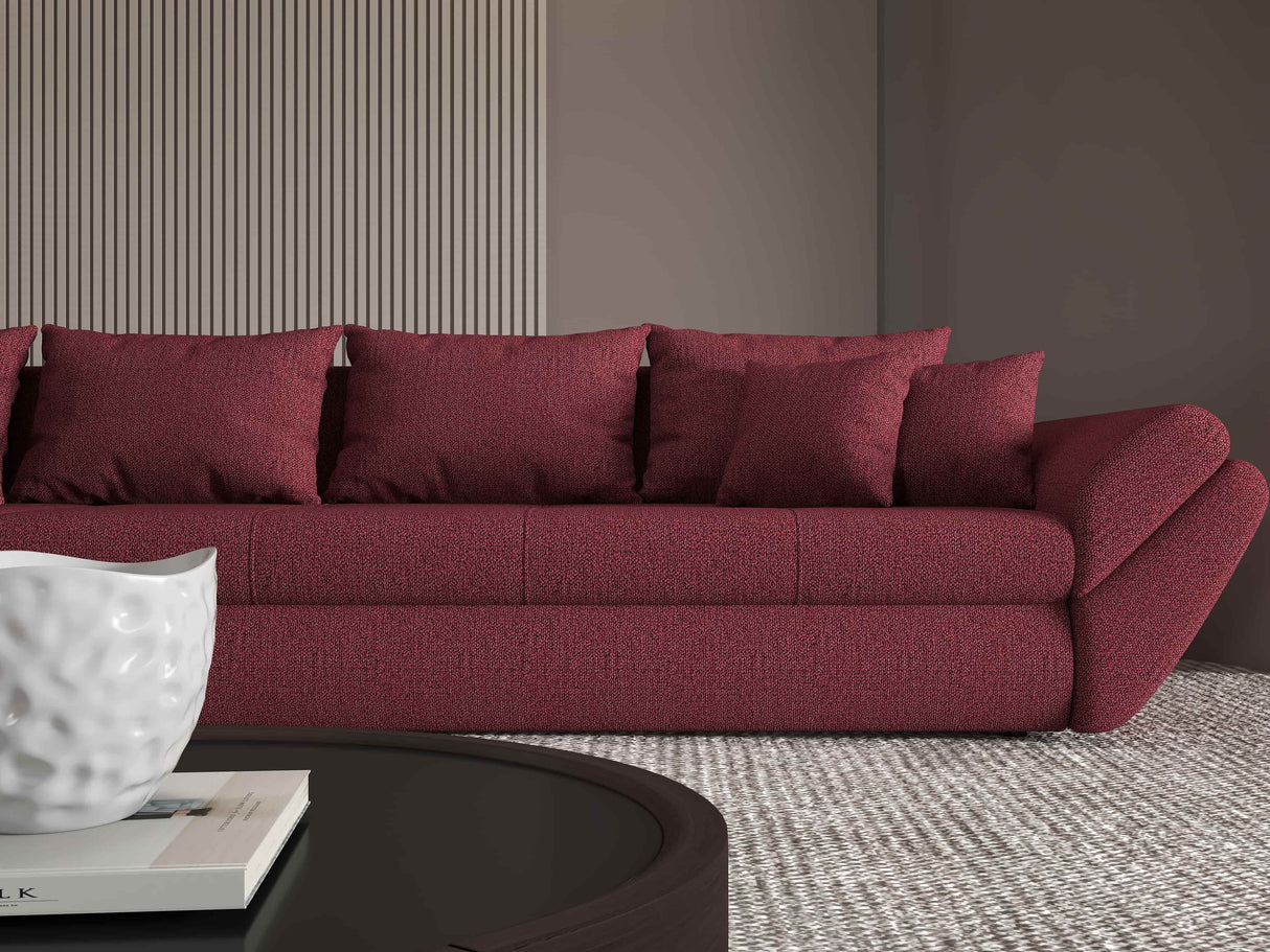 Colțar extensibil dumonde cu ladă de depozitare si sezut confortabil din spuma HR, Loana XL Enjoy Rosu 335x185 cm Fabrica