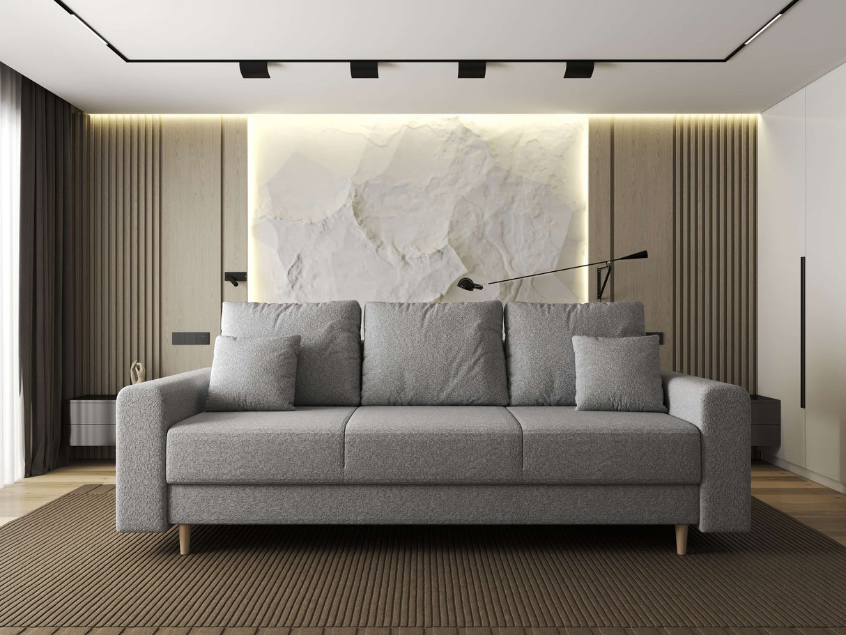 Canapea extensibilă dumonde cu ladă de depozitare si sezut confortabil din spuma HR, Kronos Euphoria Gri 210x100 cm fabrica