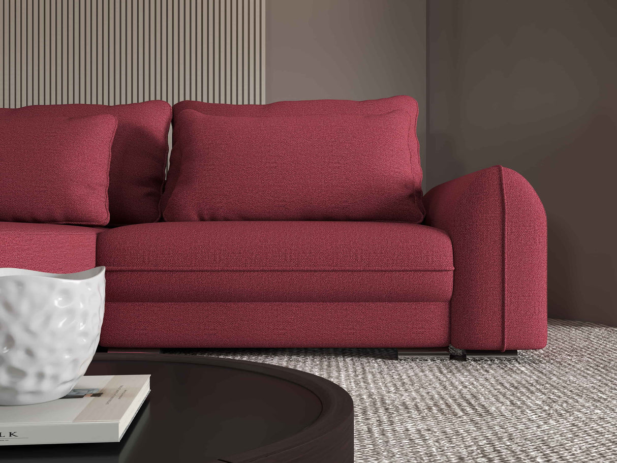 Colțar extensibil dumonde cu ladă de depozitare si sezut confortabil din spuma HR, Denver Enjoy Rosu 275x185 cm Fabrica
