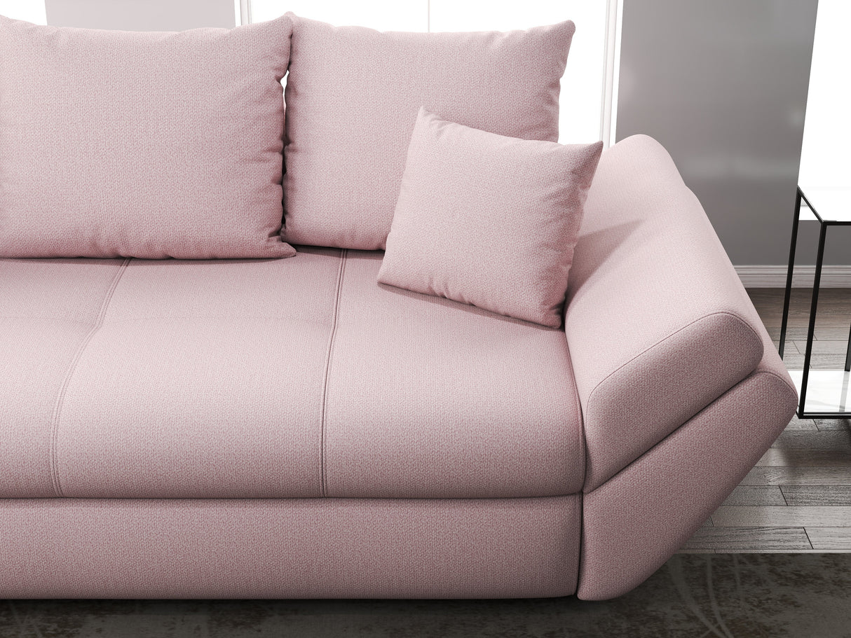 Canapea extensibilă dumonde cu ladă de depozitare si sezut confortabil din spuma HR, Loana Pink 250x100 cm Fabrica