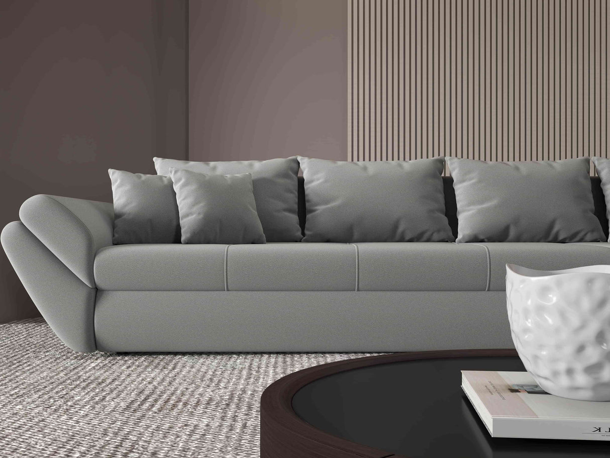 Colțar extensibil dumonde cu ladă de depozitare si sezut confortabil din spuma HR, Loana XL Royal Velvet Gri II 335x185 cm Fabrica