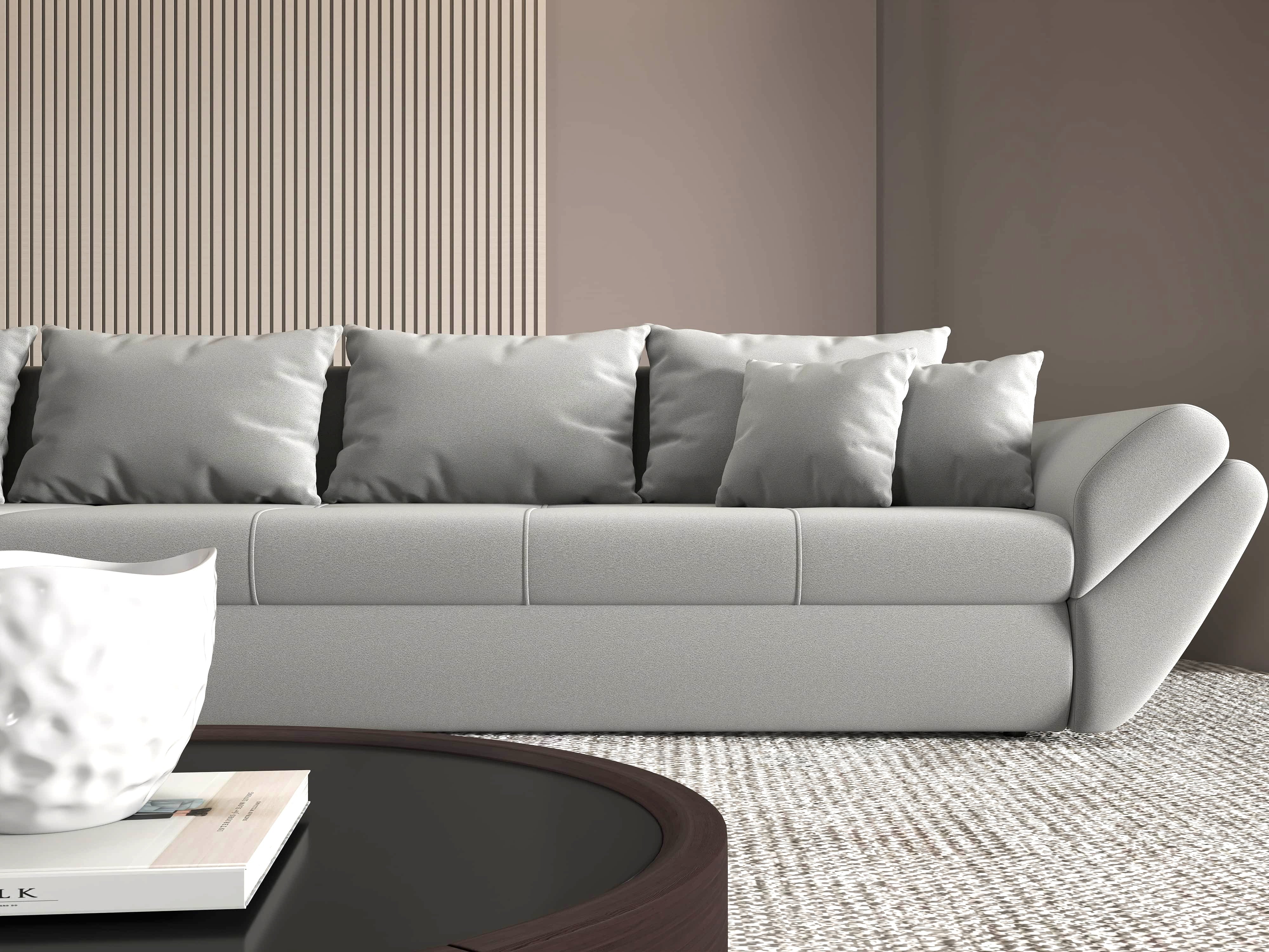 Colțar extensibil dumonde cu ladă de depozitare si sezut confortabil din spuma HR, Loana XL Royal Antracit 335x185 cm