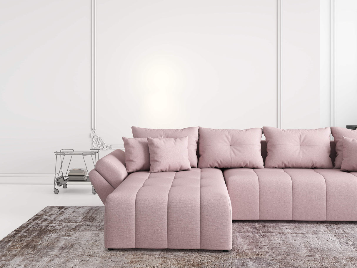 Colțar extensibil dumonde cu ladă de depozitare si sezut confortabil din spuma HR, Berlin XL Enjoy Lux Flamingo 350x185 cm Fabrica