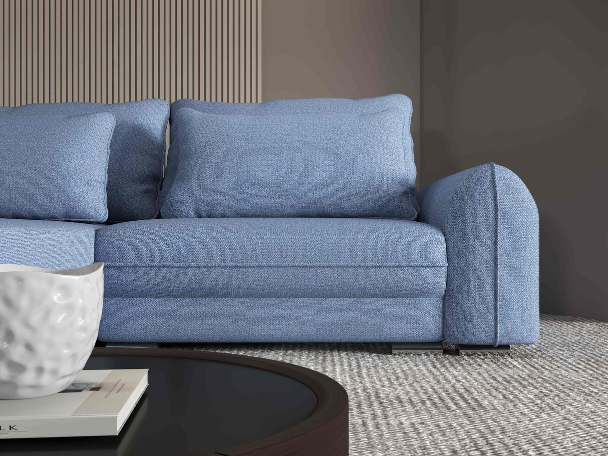 Colțar extensibil dumonde cu ladă de depozitare si sezut confortabil din spuma HR, Denver Enjoy Albastru 275x185 cm Fabrica