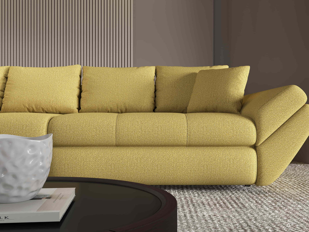 Canapea extensibilă dumonde cu ladă de depozitare si sezut confortabil din spuma HR, Loana Enjoy Melon 300x100 cm Fabrica