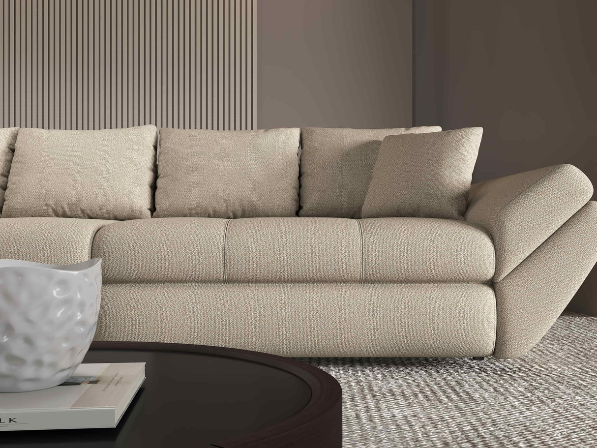Canapea extensibilă dumonde cu ladă de depozitare si sezut confortabil din spuma HR, Loana Enjoy Bej 2 300x100 cm Fabrica