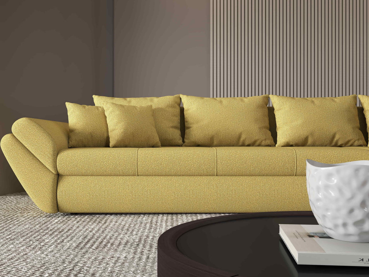 Colțar extensibil dumonde cu ladă de depozitare si sezut confortabil din spuma HR, Loana XL Enjoy Melon II 335x185 cm Fabrica