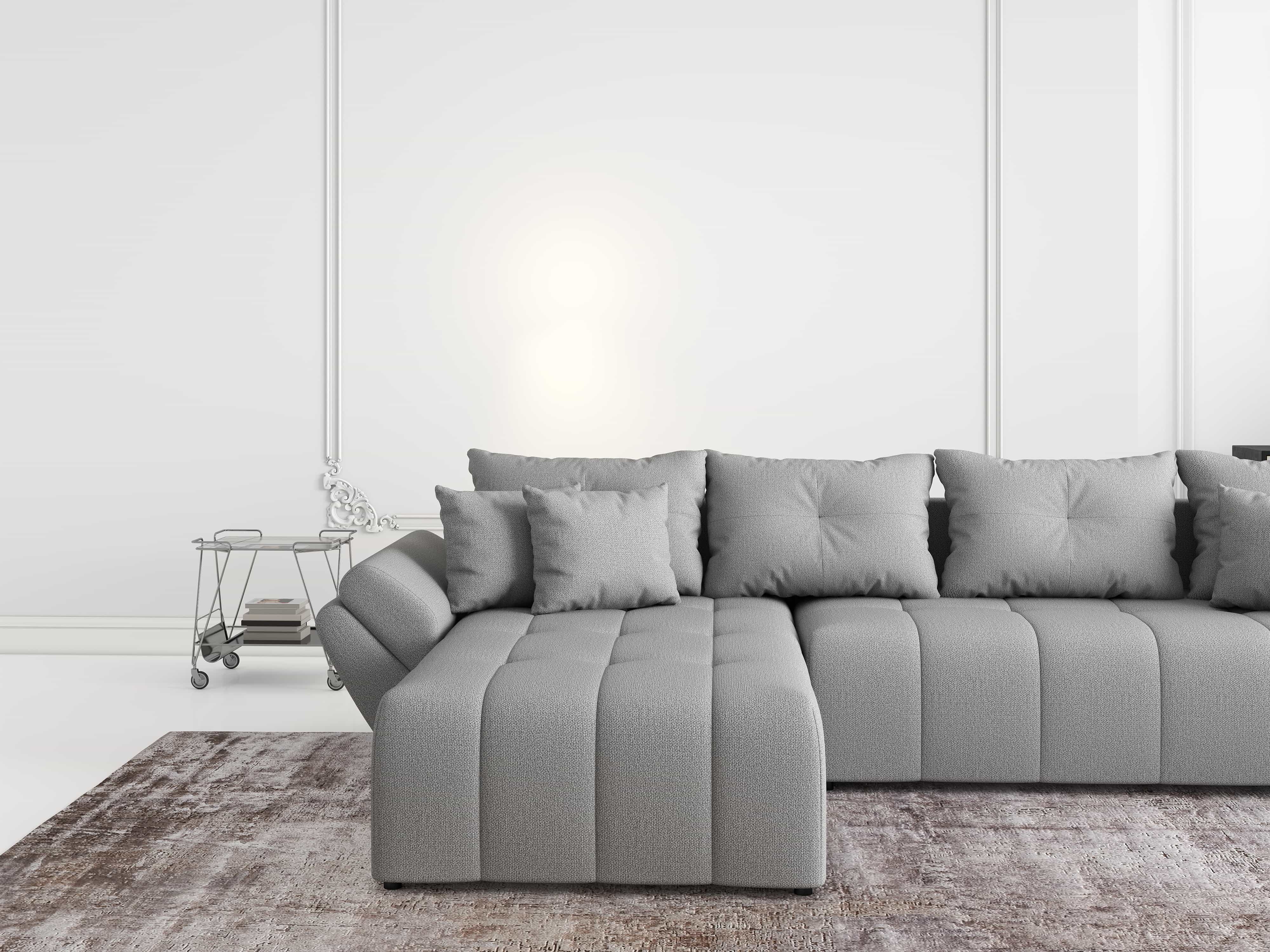 Colțar extensibil dumonde cu ladă de depozitare si sezut confortabil din spuma HR, Berlin XL Enjoy Lux Grey 350x185 cm Fabrica