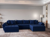 Colțar extensibil dumonde cu ladă de depozitare si sezut confortabil din spuma HR, Loana Royal Albastru U 355x185 cm Fabrica