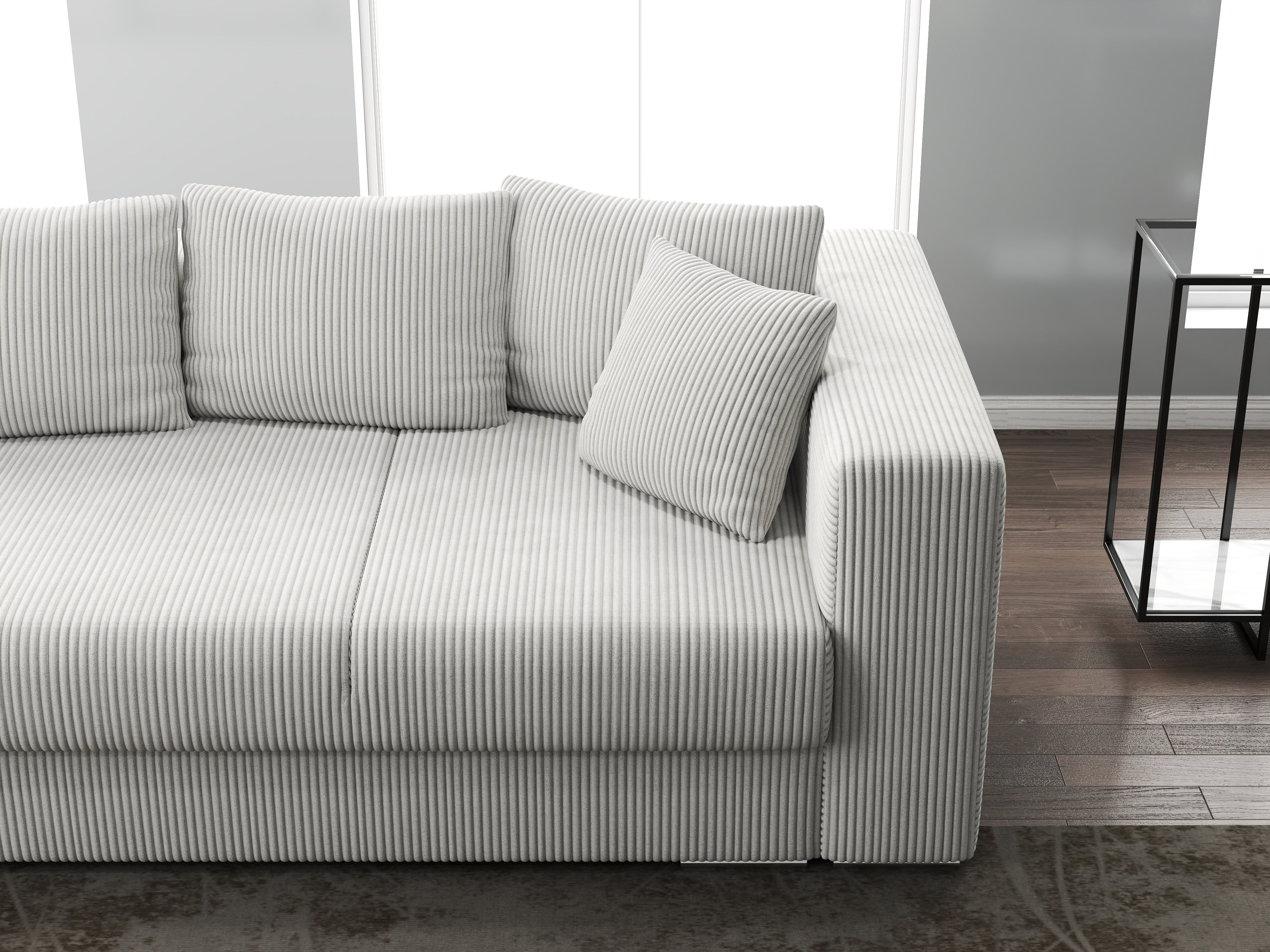 Canapea extensibilă dumonde cu ladă de depozitare si sezut confortabil din spuma HR, Gloria Zoom Grey 240x100 cm Fabrica