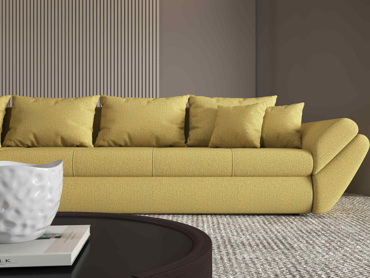 Colțar extensibil dumonde cu ladă de depozitare si sezut confortabil din spuma HR, Loana XL Enjoy Melon 335x185 cm Fabrica