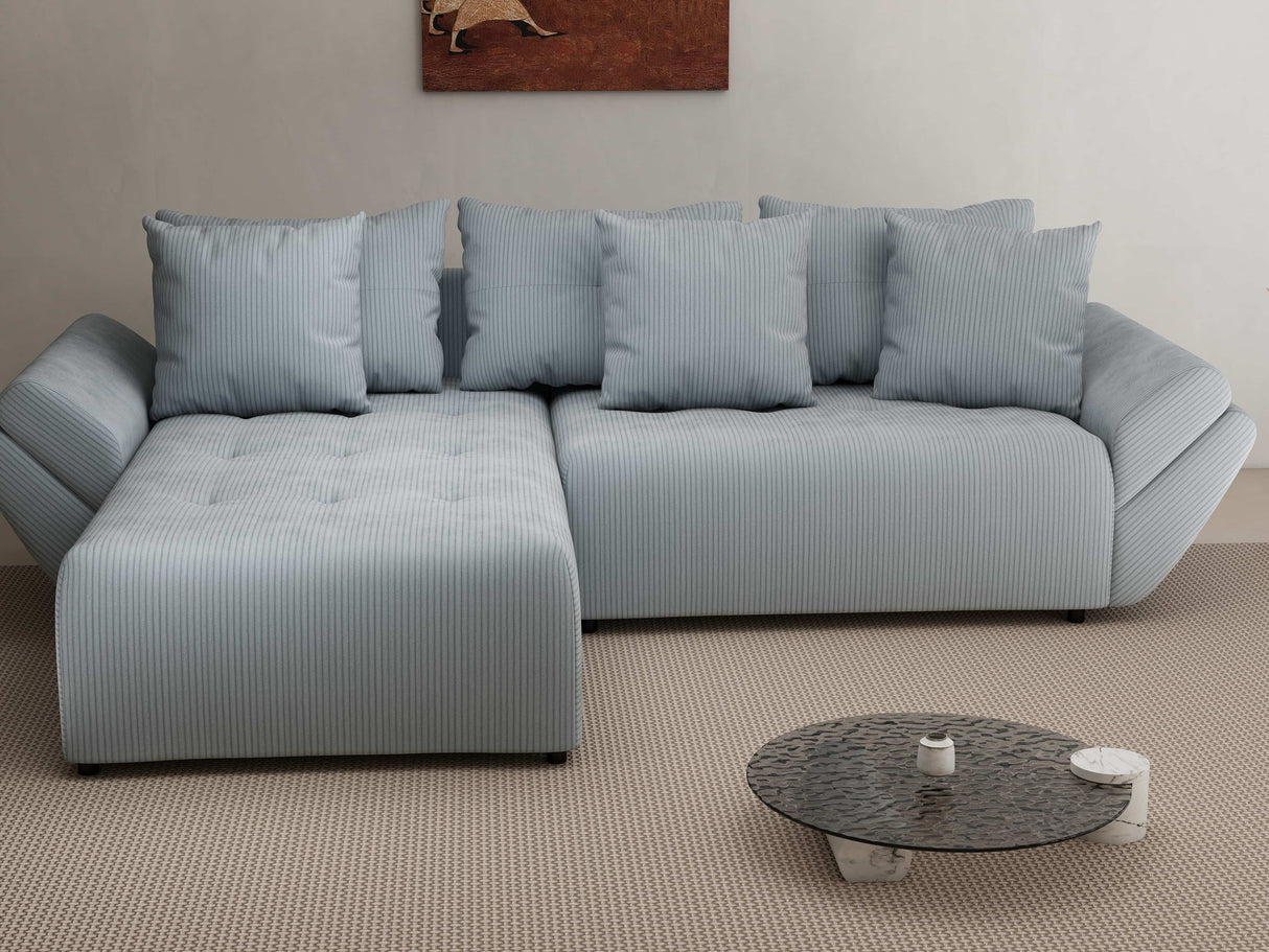 Colțar extensibil dumonde cu ladă de depozitare si sezut confortabil din spuma HR, Berlin Zoom Grey 280x185 cm Fabrica