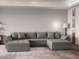 Colțar extensibil dumonde cu ladă de depozitare si sezut confortabil din spuma HR, Loana Royal Gri U 355x185 cm Fabrica