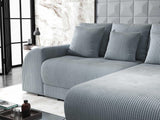 Colțar extensibil dumonde cu ladă de depozitare si sezut confortabil din spuma HR, Verona Zoom Gri Mint II 290x185 cm Fabrica
