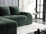 Colțar extensibil dumonde cu ladă de depozitare si sezut confortabil din spuma HR, Verona Euphoria Verde 290x185 cm Fabrica
