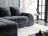 Colțar extensibil dumonde cu ladă de depozitare si sezut confortabil din spuma HR, Verona Euphoria Gri Grafit 290x185 cm Fabrica