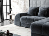 Colțar extensibil dumonde cu ladă de depozitare si sezut confortabil din spuma HR, Verona Euphoria Gri Grafit II 290x185 cm Fabrica