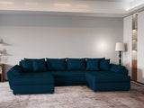 Colțar extensibil dumonde cu ladă de depozitare si sezut confortabil din spuma HR, Loana Enjoy Verde Petrol U 355x185 cm Fabrica