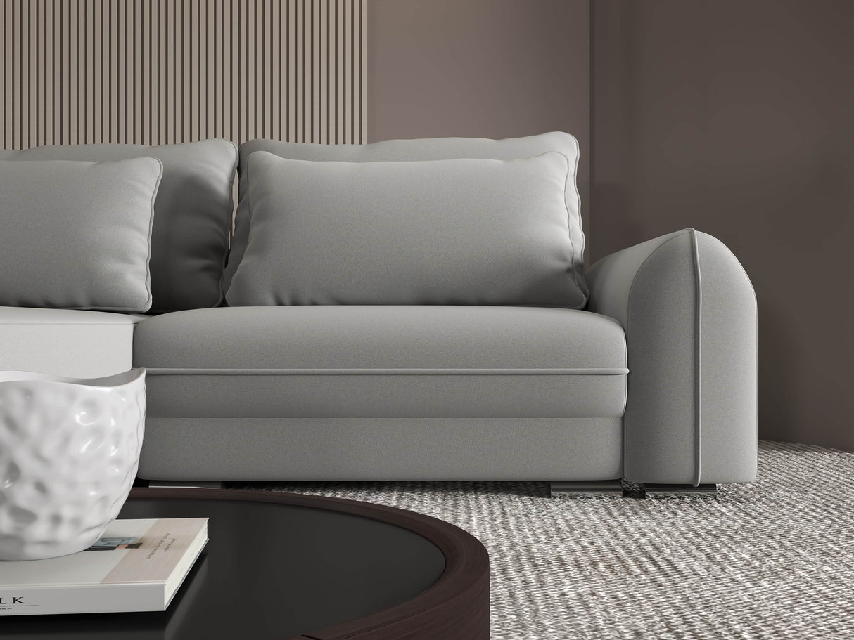 Colțar extensibil dumonde cu ladă de depozitare si sezut confortabil din spuma HR, Denver Royal Gri 275x185 cm Fabrica