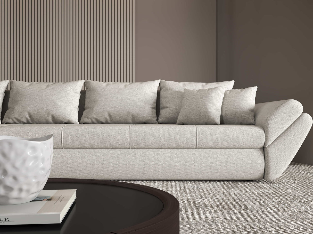 Colțar extensibil dumonde cu ladă de depozitare si sezut confortabil din spuma HR, Loana XL Enjoy Beige 335x185 cm Fabrica