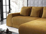 Colțar extensibil dumonde cu ladă de depozitare si sezut confortabil din spuma HR, Verona Zoom Mustar II 290x185 cm Fabrica