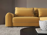 Colțar extensibil dumonde cu ladă de depozitare si sezut confortabil din spuma HR, Denver Royal Mustar 275x185 cm II Fabrica